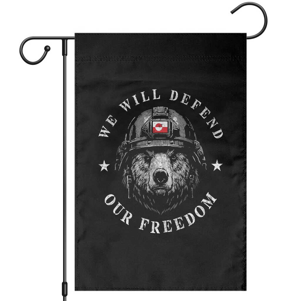 Greenland Bear We Will Defend Our Freedom Garden Flag Polar Bear Soldier National Pride TS02 Black Print Your Wear