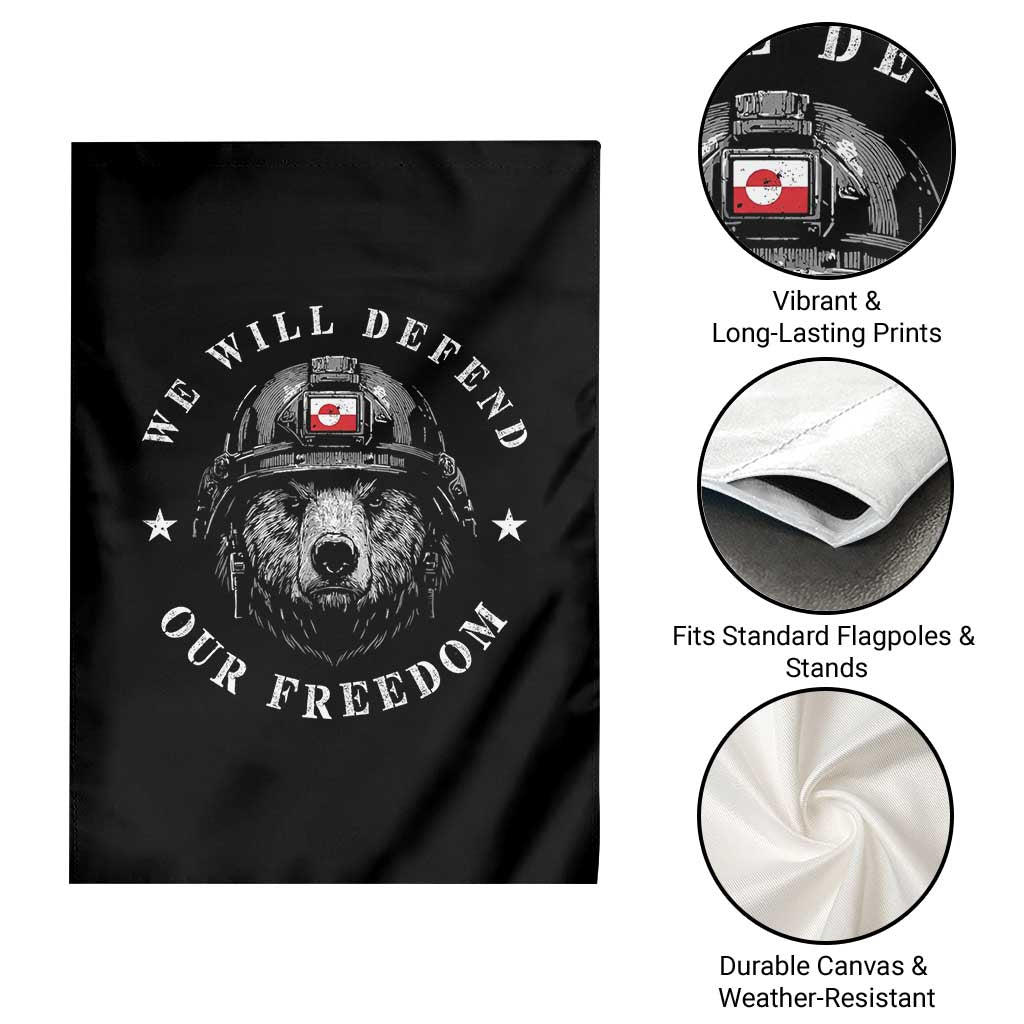 Greenland Bear We Will Defend Our Freedom Garden Flag Polar Bear Soldier National Pride TS02 Print Your Wear