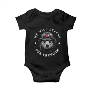 Greenland Bear We Will Defend Our Freedom Baby Onesie Polar Bear Soldier National Pride TS02 Black Print Your Wear