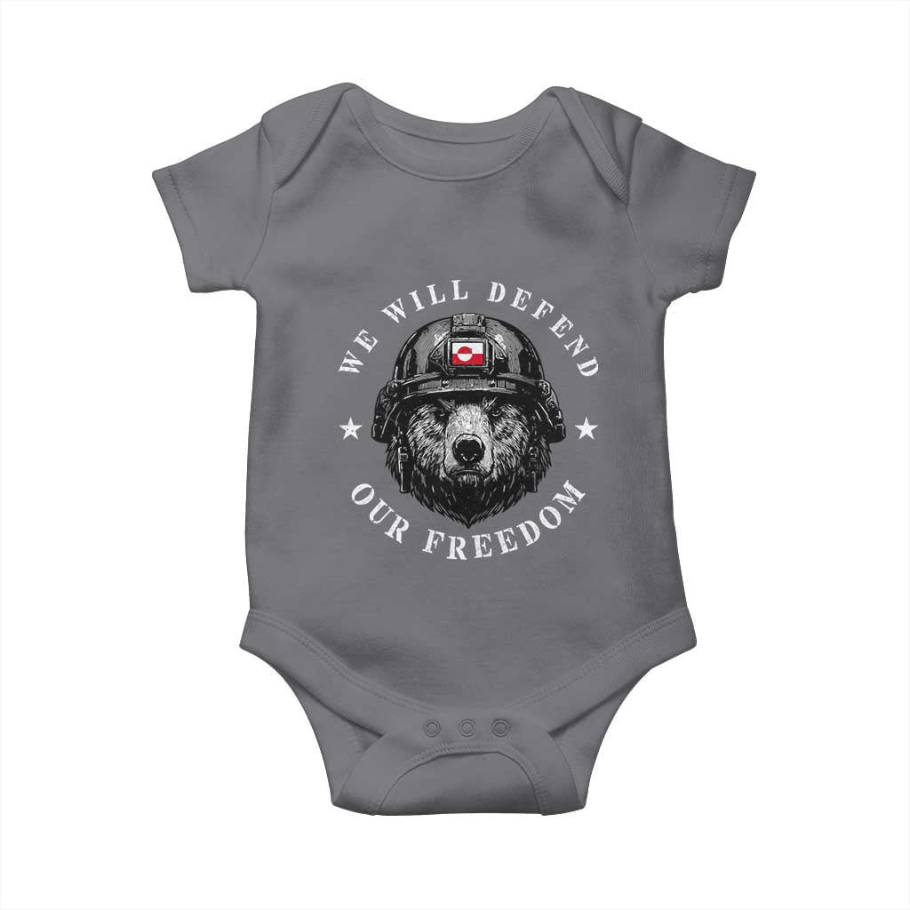 Greenland Bear We Will Defend Our Freedom Baby Onesie Polar Bear Soldier National Pride TS02 Charcoal Print Your Wear