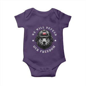 Greenland Bear We Will Defend Our Freedom Baby Onesie Polar Bear Soldier National Pride TS02 Purple Print Your Wear