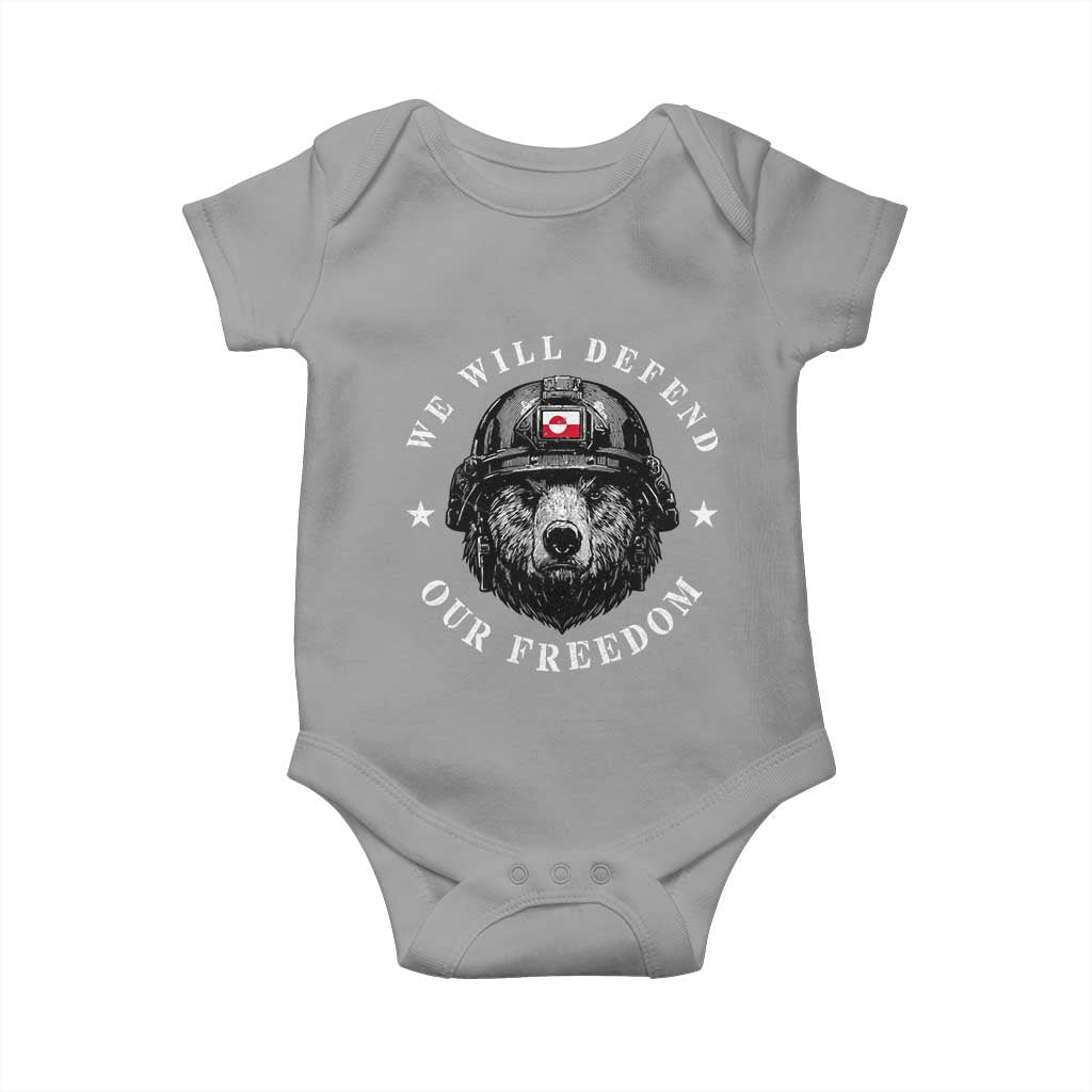 Greenland Bear We Will Defend Our Freedom Baby Onesie Polar Bear Soldier National Pride TS02 Sport Gray Print Your Wear