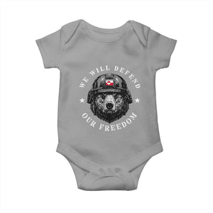 Greenland Bear We Will Defend Our Freedom Baby Onesie Polar Bear Soldier National Pride TS02 Sport Gray Print Your Wear