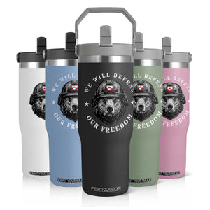 Greenland Bear We Will Defend Our Freedom Flip Straw Tumbler Polar Bear Soldier National Pride TS02 Print Your Wear