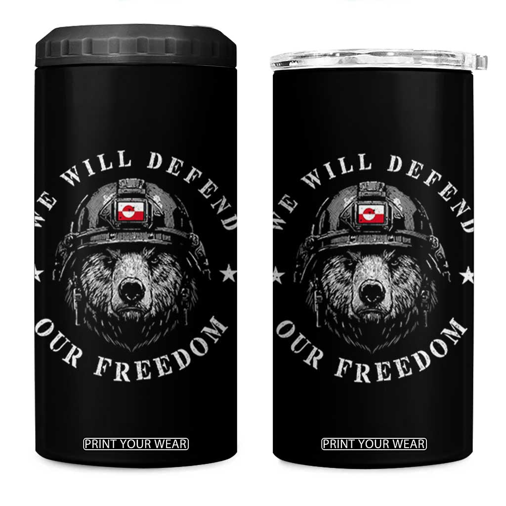 Greenland Bear We Will Defend Our Freedom 4 in 1 Can Cooler Tumbler Polar Bear Soldier National Pride TS02 One Size: 16 oz Black Print Your Wear