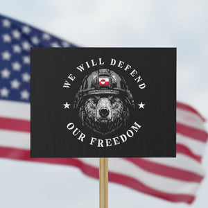 Greenland Bear We Will Defend Our Freedom Protest Sign Polar Bear Soldier National Pride TS02 Horizontal 18" × 24" Black Print Your Wear