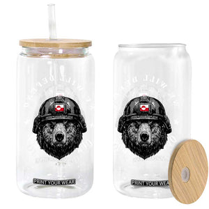 Greenland Bear We Will Defend Our Freedom Glass Can Polar Bear Soldier National Pride TS02 Print Your Wear