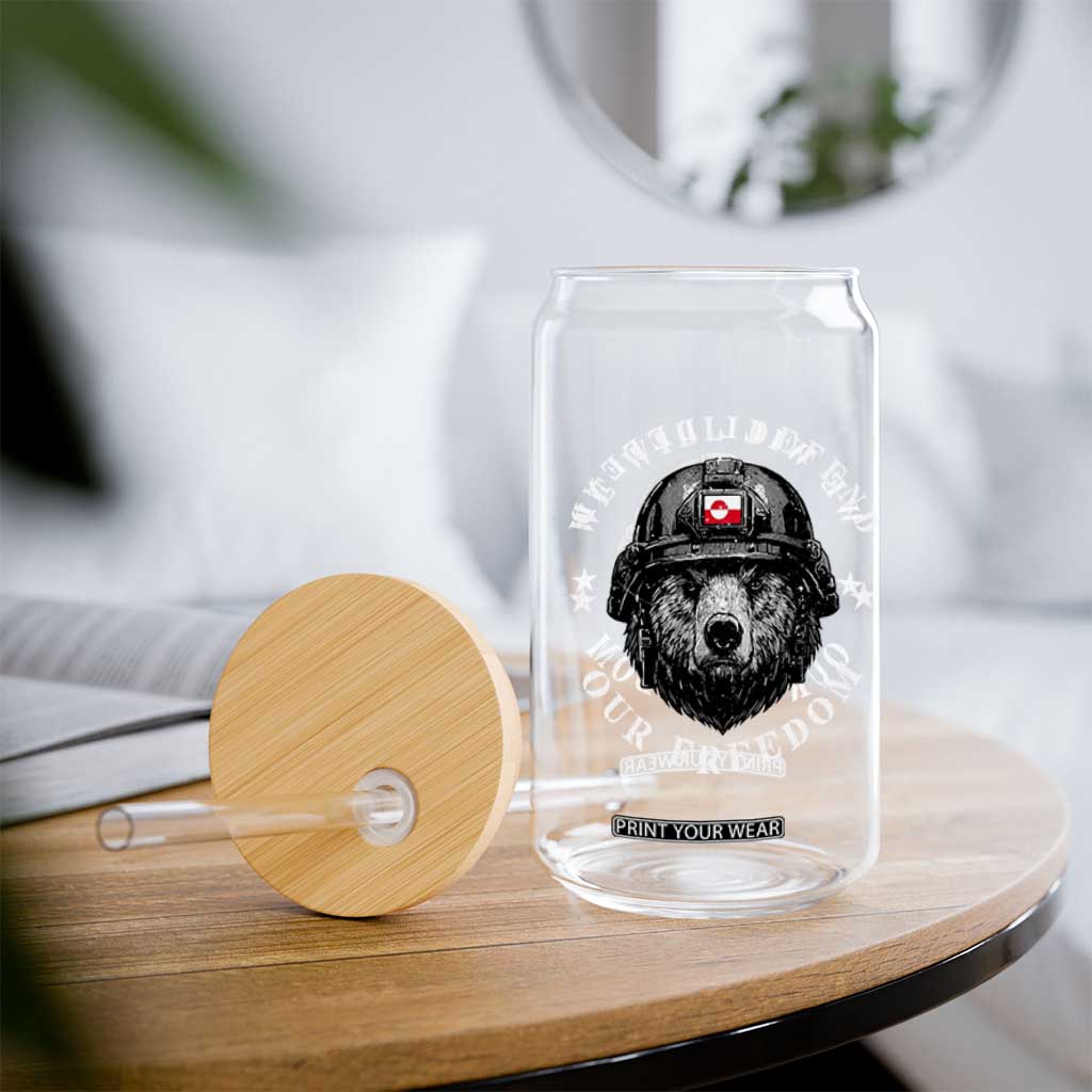 Greenland Bear We Will Defend Our Freedom Glass Can Polar Bear Soldier National Pride TS02 Print Your Wear