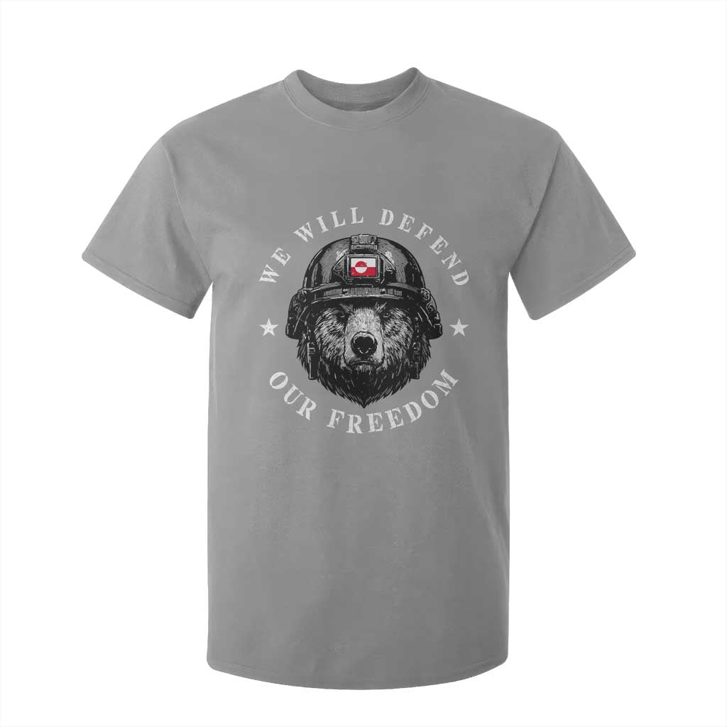Greenland Bear We Will Defend Our Freedom T Shirt For Kid Polar Bear Soldier National Pride TS02 Sport Gray Print Your Wear