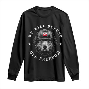 Greenland Bear We Will Defend Our Freedom Long Sleeve Shirt Polar Bear Soldier National Pride TS02 Black Print Your Wear