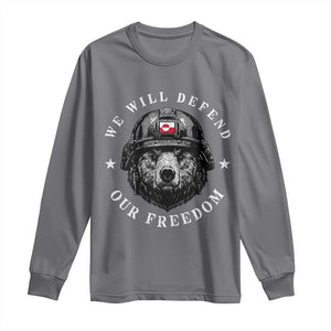 Greenland Bear We Will Defend Our Freedom Long Sleeve Shirt Polar Bear Soldier National Pride TS02 Charcoal Print Your Wear