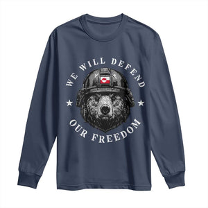 Greenland Bear We Will Defend Our Freedom Long Sleeve Shirt Polar Bear Soldier National Pride TS02 Navy Print Your Wear