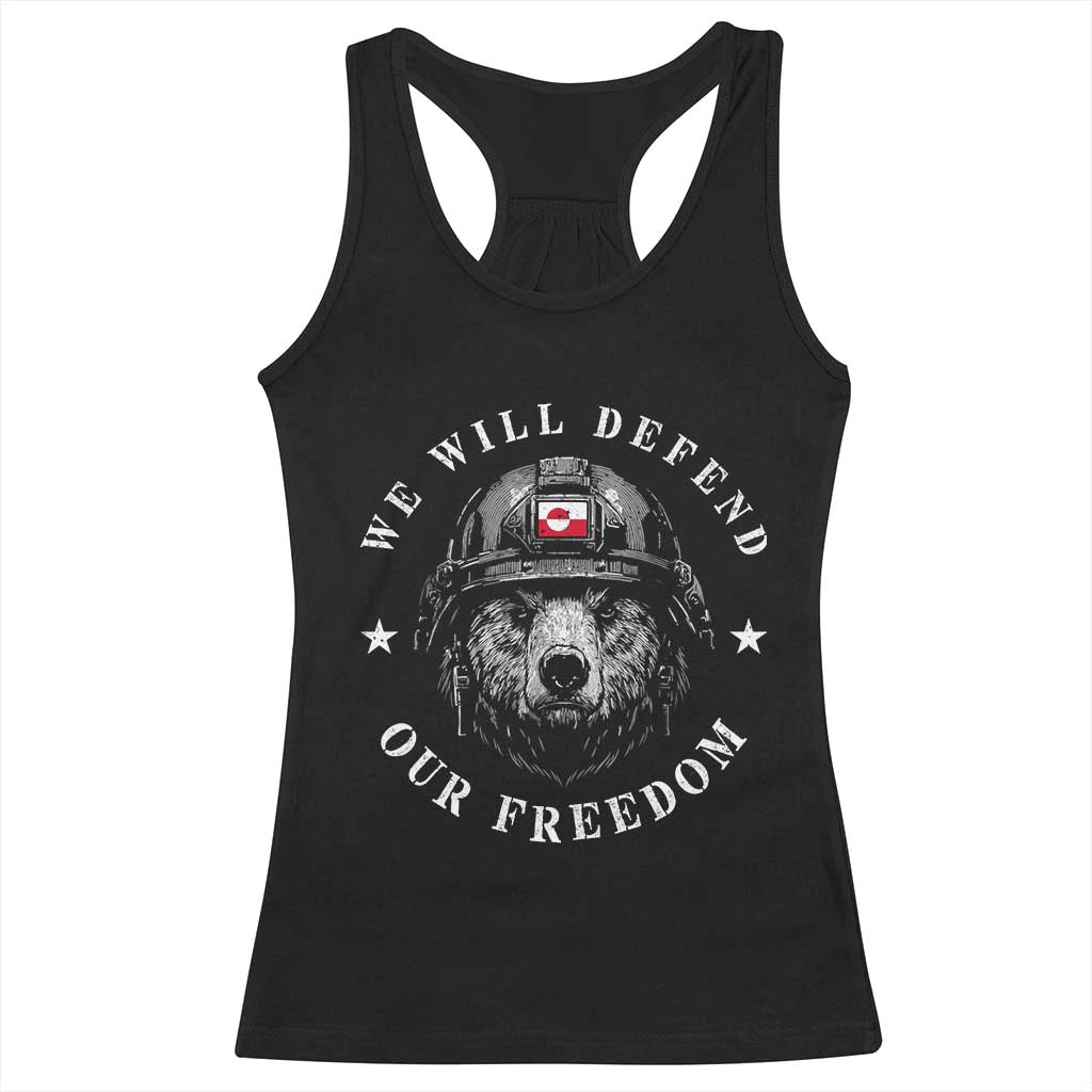 Greenland Bear We Will Defend Our Freedom Racerback Tank Top Polar Bear Soldier National Pride TS02 Black Print Your Wear