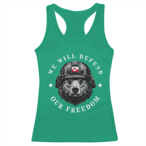Greenland Bear We Will Defend Our Freedom Racerback Tank Top Polar Bear Soldier National Pride TS02 Irish Green Print Your Wear