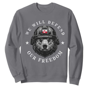 Greenland Bear We Will Defend Our Freedom Sweatshirt Polar Bear Soldier National Pride TS02 Charcoal Print Your Wear