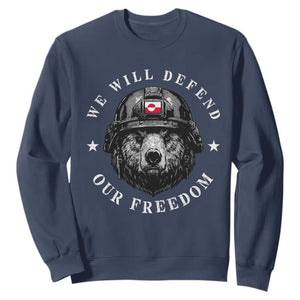 Greenland Bear We Will Defend Our Freedom Sweatshirt Polar Bear Soldier National Pride TS02 Navy Print Your Wear