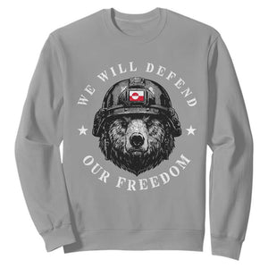 Greenland Bear We Will Defend Our Freedom Sweatshirt Polar Bear Soldier National Pride TS02 Sport Gray Print Your Wear