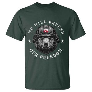 Greenland Bear We Will Defend Our Freedom T Shirt Polar Bear Soldier National Pride TS02 Dark Forest Green Print Your Wear