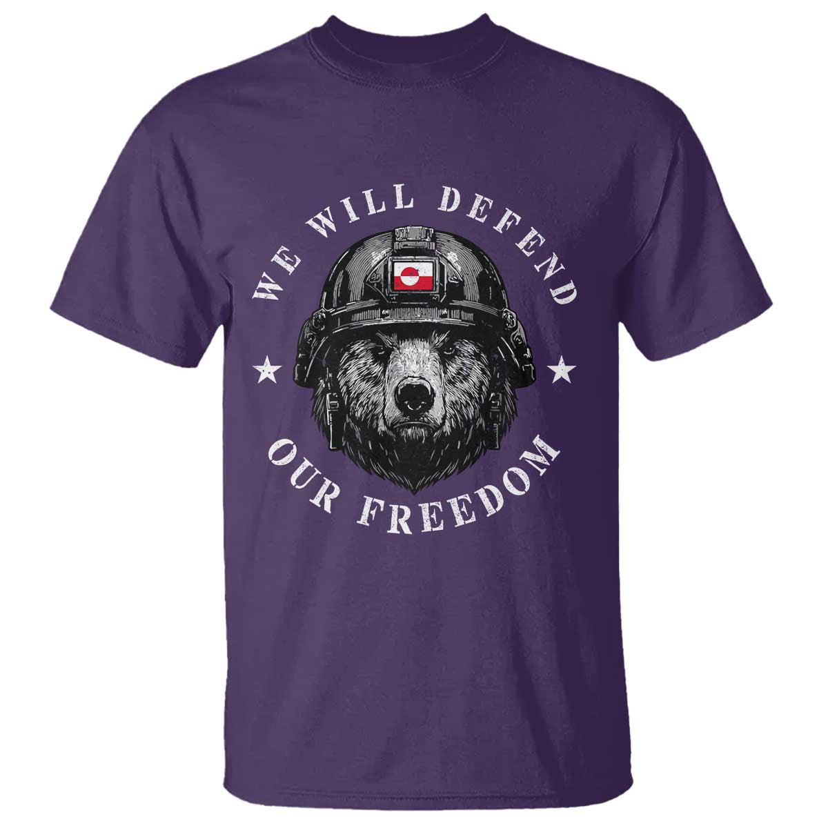 Greenland Bear We Will Defend Our Freedom T Shirt Polar Bear Soldier National Pride TS02 Purple Print Your Wear