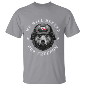 Greenland Bear We Will Defend Our Freedom T Shirt Polar Bear Soldier National Pride TS02 Sport Gray Print Your Wear