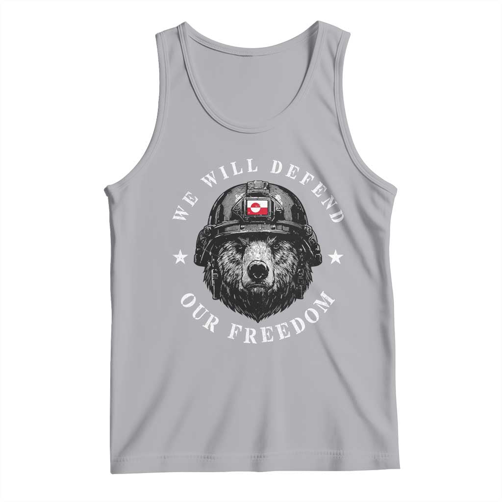 Greenland Bear We Will Defend Our Freedom Tank Top Polar Bear Soldier National Pride TS02 Athletic Heather Print Your Wear