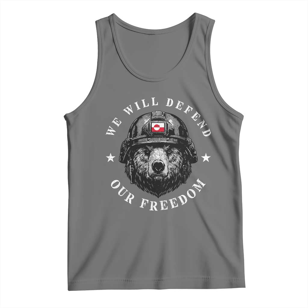 Greenland Bear We Will Defend Our Freedom Tank Top Polar Bear Soldier National Pride TS02 Black Heather Print Your Wear