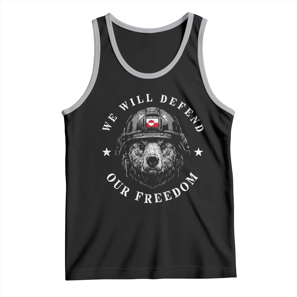 Greenland Bear We Will Defend Our Freedom Tank Top Polar Bear Soldier National Pride TS02 Black Athletic Heather Print Your Wear