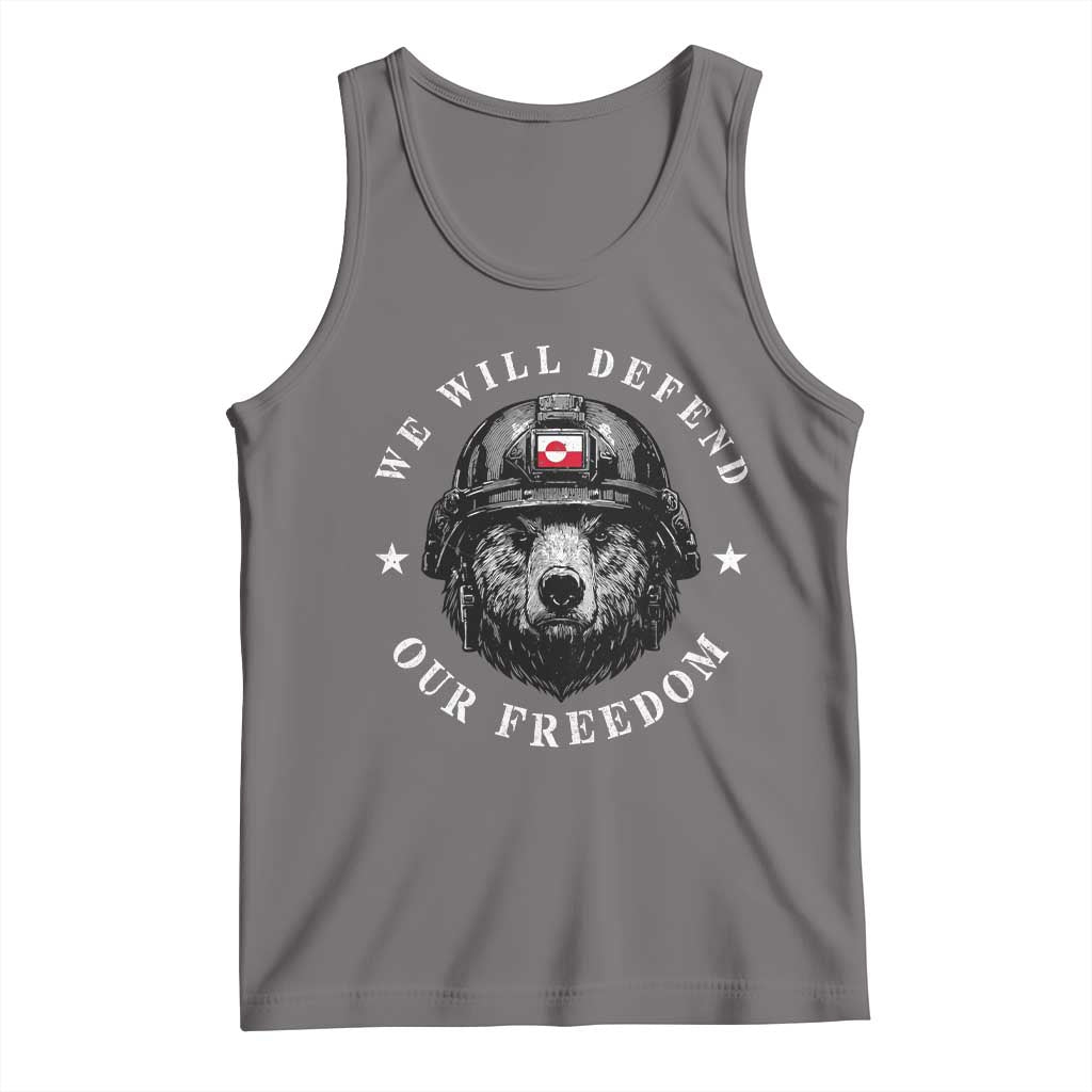 Greenland Bear We Will Defend Our Freedom Tank Top Polar Bear Soldier National Pride TS02 Deep Heather Print Your Wear