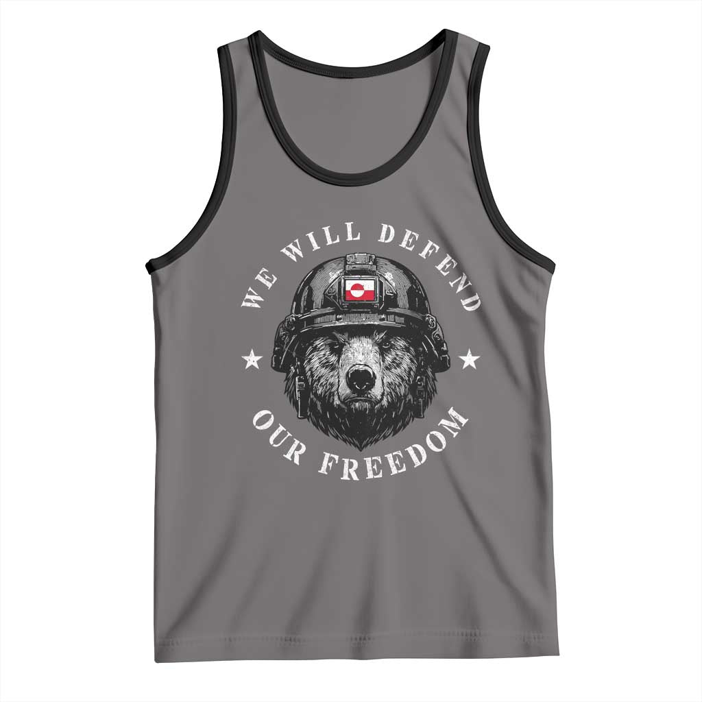 Greenland Bear We Will Defend Our Freedom Tank Top Polar Bear Soldier National Pride TS02 Deep Heather Black Print Your Wear