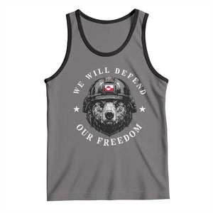 Greenland Bear We Will Defend Our Freedom Tank Top Polar Bear Soldier National Pride TS02 Deep Heather Black Print Your Wear