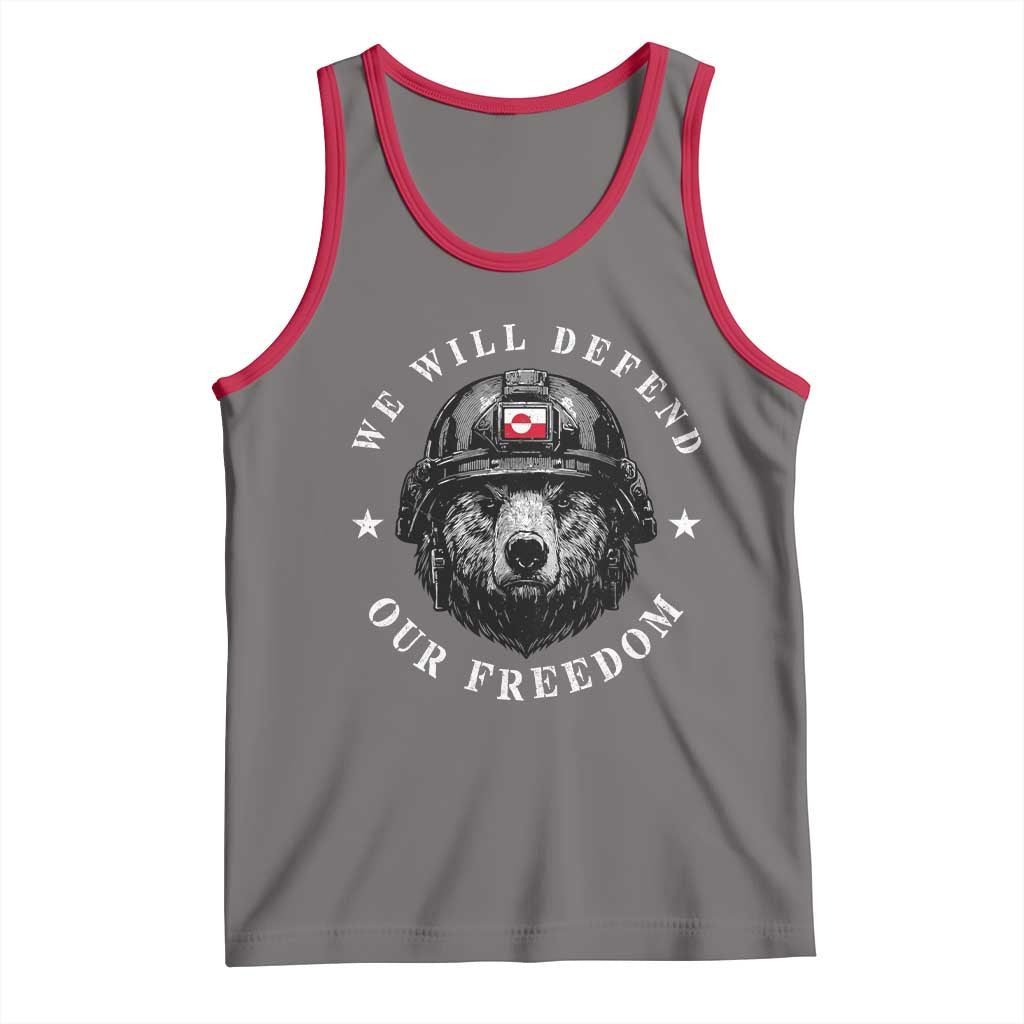 Greenland Bear We Will Defend Our Freedom Tank Top Polar Bear Soldier National Pride TS02 Deep Heather Red Print Your Wear