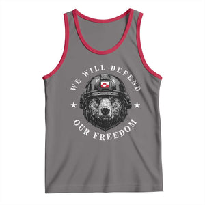 Greenland Bear We Will Defend Our Freedom Tank Top Polar Bear Soldier National Pride TS02 Deep Heather Red Print Your Wear