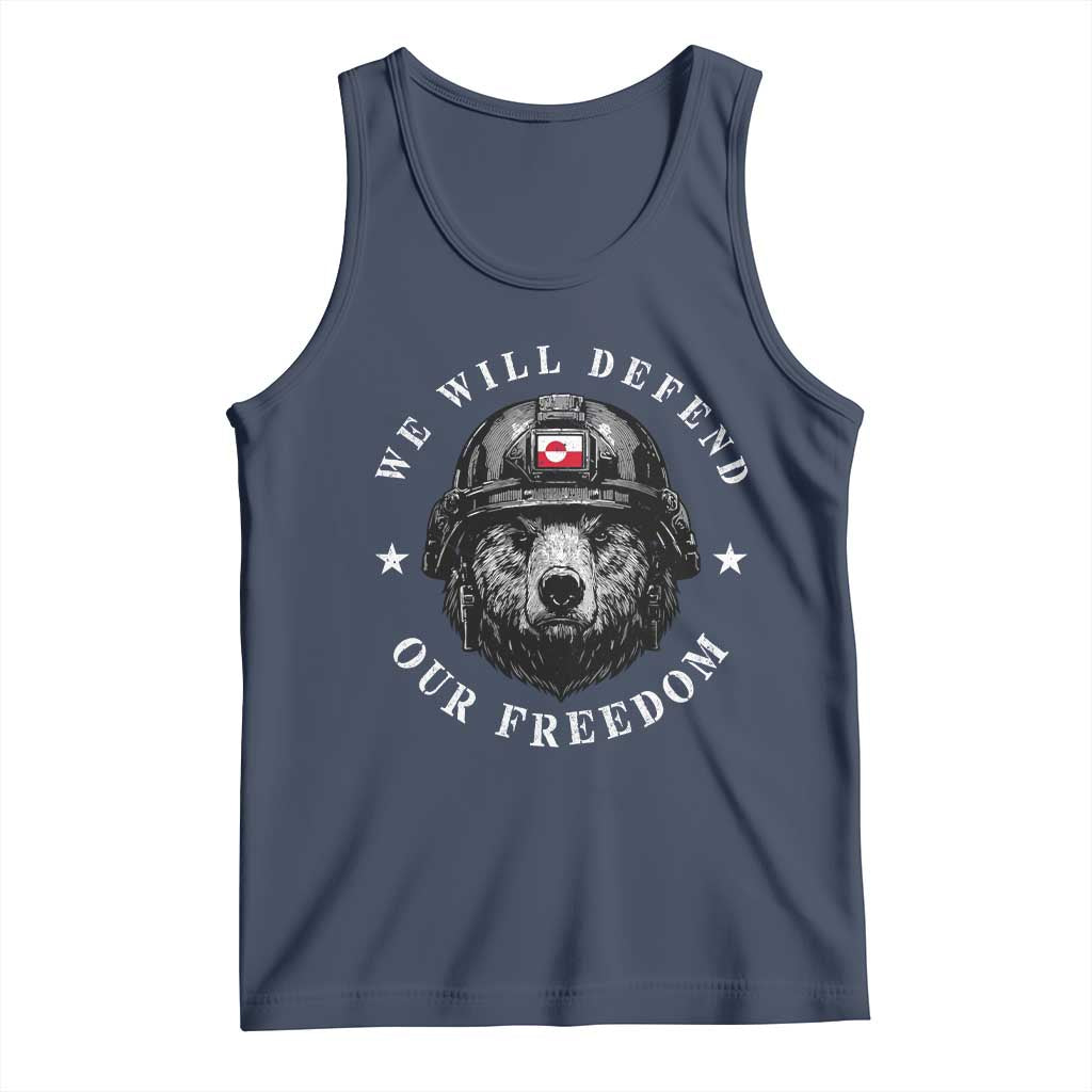 Greenland Bear We Will Defend Our Freedom Tank Top Polar Bear Soldier National Pride TS02 Navy Print Your Wear