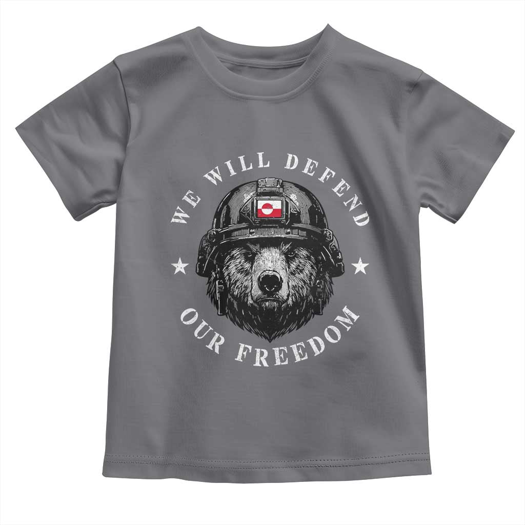 Greenland Bear We Will Defend Our Freedom Toddler T Shirt Polar Bear Soldier National Pride TS02 Charcoal Print Your Wear