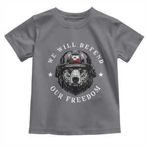 Greenland Bear We Will Defend Our Freedom Toddler T Shirt Polar Bear Soldier National Pride TS02 Charcoal Print Your Wear