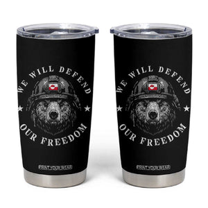 Greenland Bear We Will Defend Our Freedom Tumbler Cup Polar Bear Soldier National Pride TS02 Black Print Your Wear