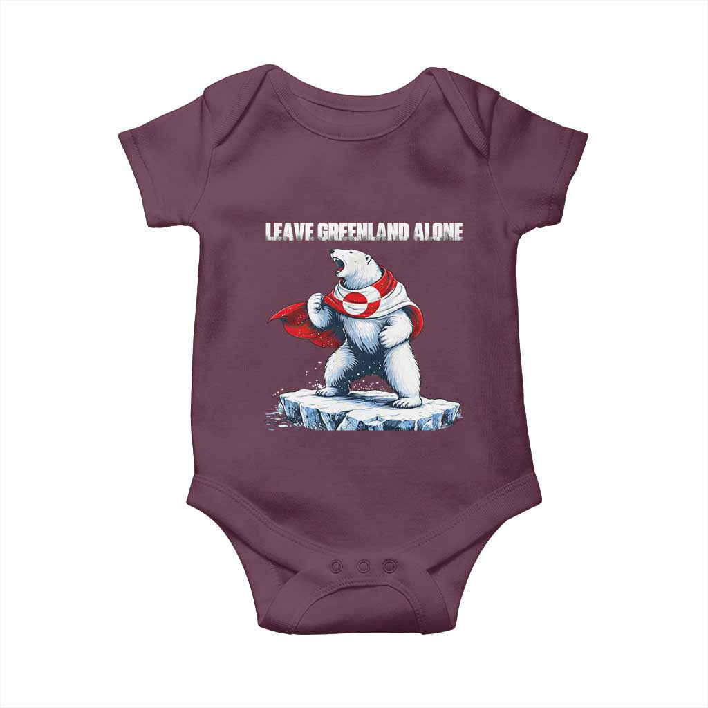 Heroic Polar Bear Leave Greenland Alone Baby Onesie Patriotic Island Sovereignty Protest TS02 Maroon Print Your Wear