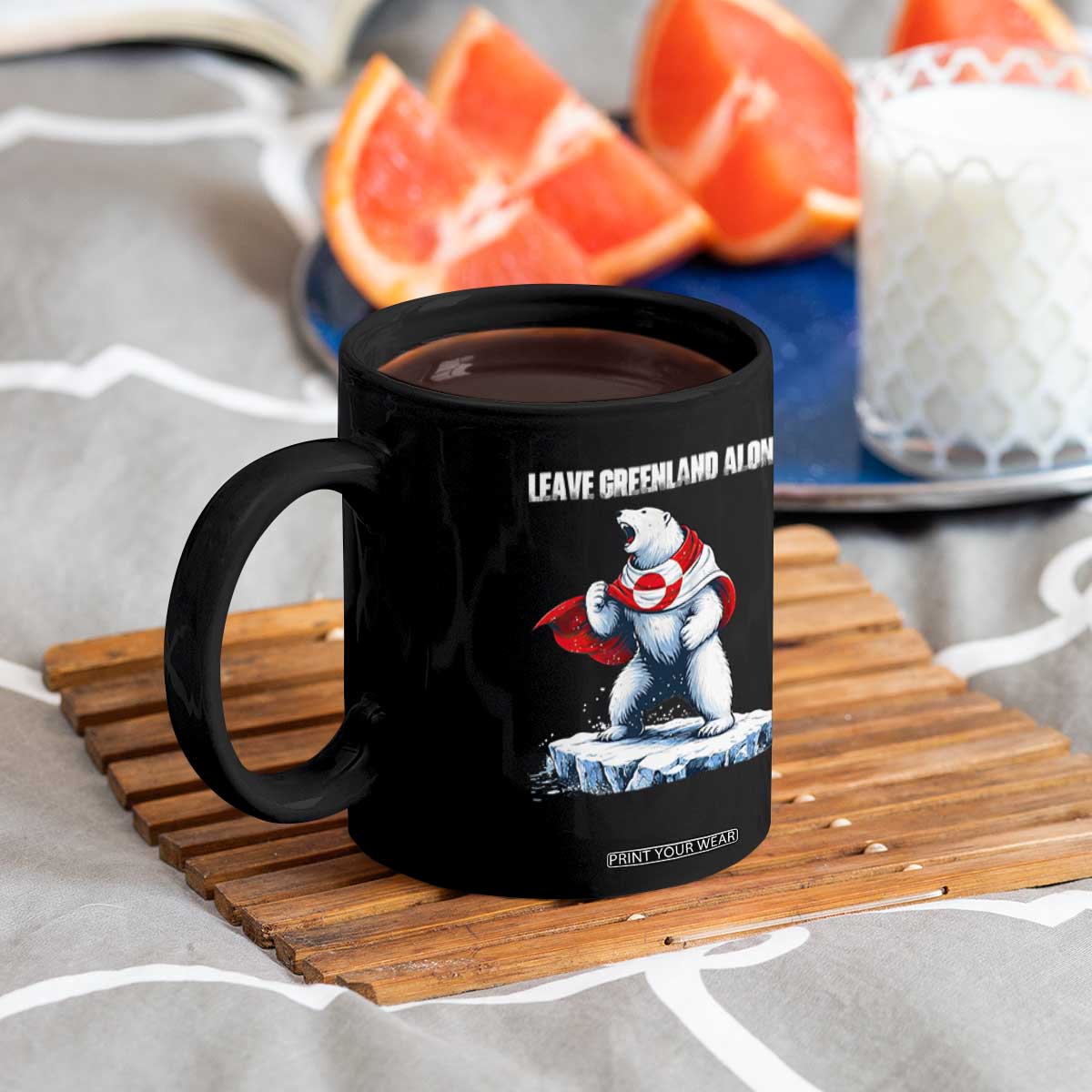 Heroic Polar Bear Leave Greenland Alone Coffee Mug Patriotic Island Sovereignty Protest TS02 Print Your Wear