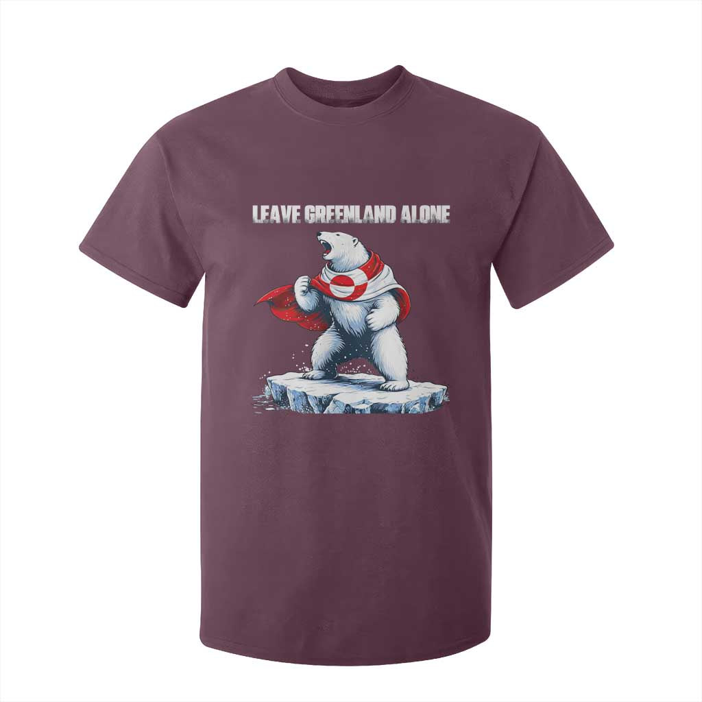 Heroic Polar Bear Leave Greenland Alone T Shirt For Kid Patriotic Island Sovereignty Protest TS02 Maroon Print Your Wear