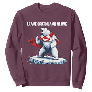 Heroic Polar Bear Leave Greenland Alone Sweatshirt Patriotic Island Sovereignty Protest TS02 Maroon Print Your Wear