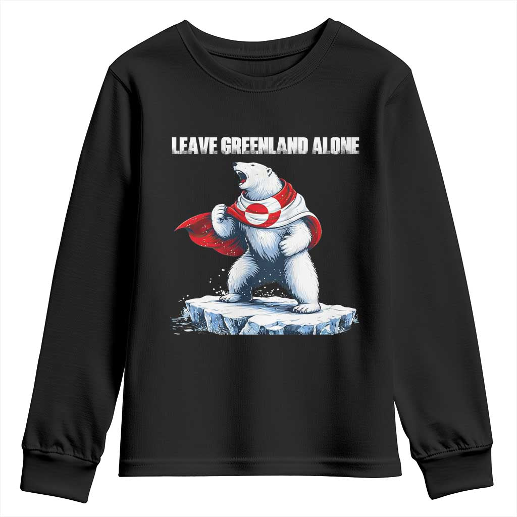 Heroic Polar Bear Leave Greenland Alone Youth Sweatshirt Patriotic Island Sovereignty Protest TS02 Black Print Your Wear