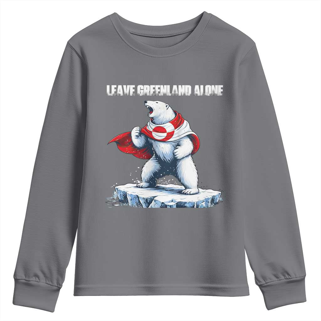 Heroic Polar Bear Leave Greenland Alone Youth Sweatshirt Patriotic Island Sovereignty Protest TS02 Charcoal Print Your Wear