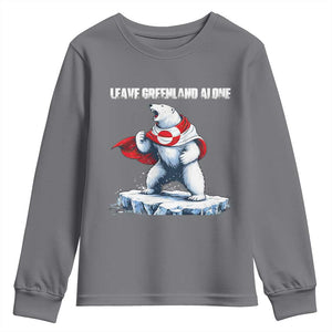 Heroic Polar Bear Leave Greenland Alone Youth Sweatshirt Patriotic Island Sovereignty Protest TS02 Charcoal Print Your Wear
