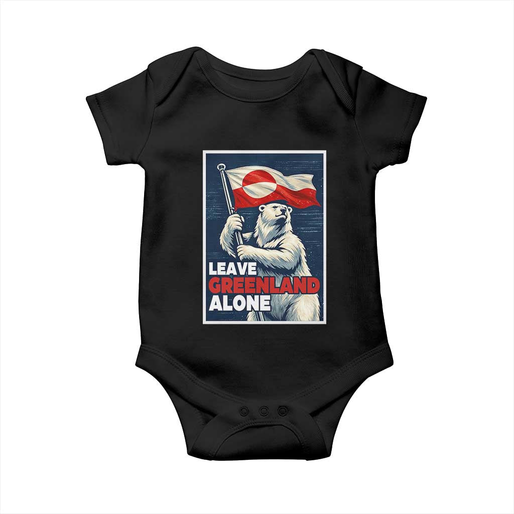 Leave Greenland Alone Vintage Poster Graphic Baby Onesie Retro Polar Bear Waving Flag Patriot TS02 Black Print Your Wear