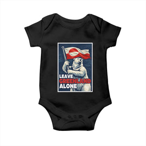 Leave Greenland Alone Vintage Poster Graphic Baby Onesie Retro Polar Bear Waving Flag Patriot TS02 Black Print Your Wear