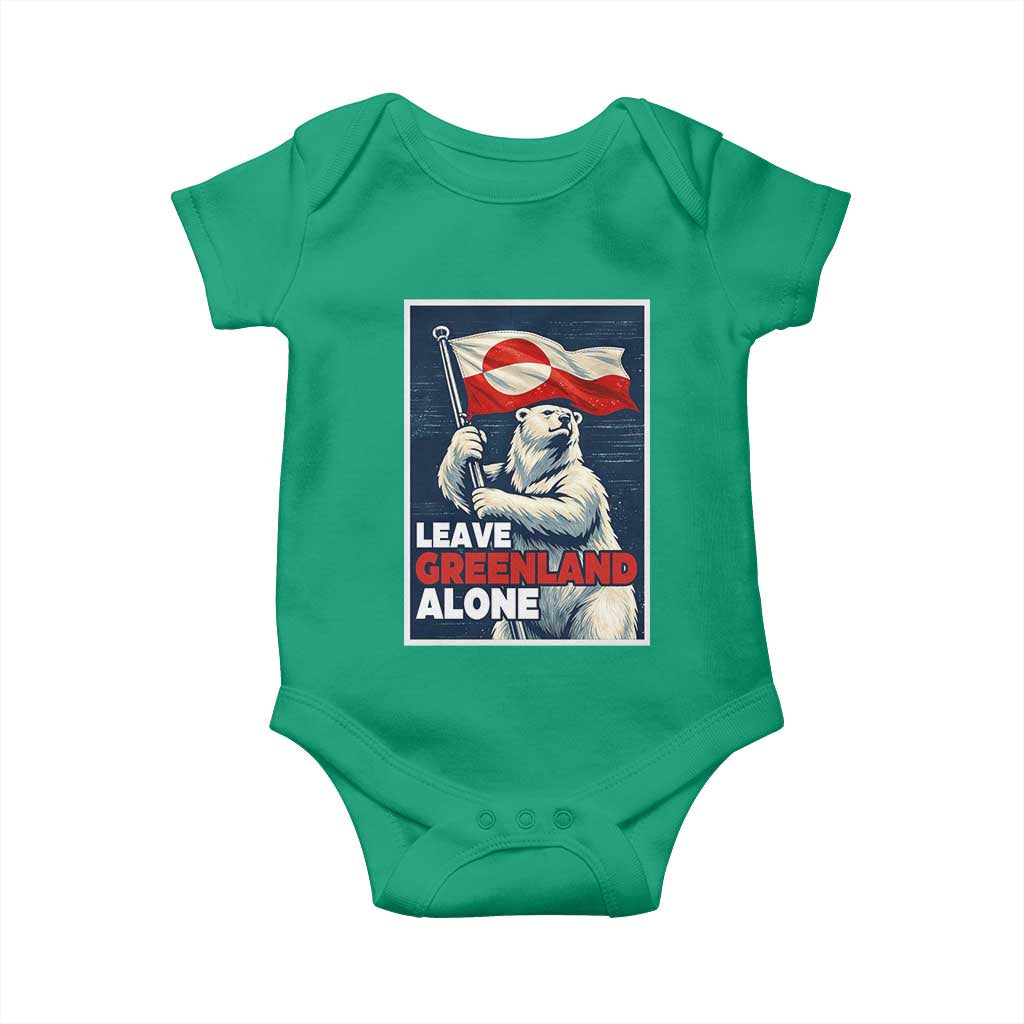 Leave Greenland Alone Vintage Poster Graphic Baby Onesie Retro Polar Bear Waving Flag Patriot TS02 Irish Green Print Your Wear