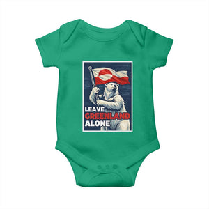 Leave Greenland Alone Vintage Poster Graphic Baby Onesie Retro Polar Bear Waving Flag Patriot TS02 Irish Green Print Your Wear