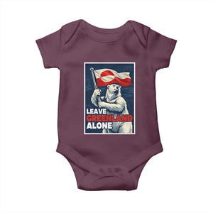 Leave Greenland Alone Vintage Poster Graphic Baby Onesie Retro Polar Bear Waving Flag Patriot TS02 Maroon Print Your Wear