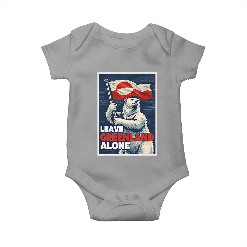Leave Greenland Alone Vintage Poster Graphic Baby Onesie Retro Polar Bear Waving Flag Patriot TS02 Sport Gray Print Your Wear
