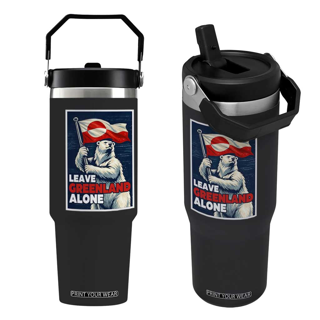 Leave Greenland Alone Vintage Poster Graphic Flip Straw Tumbler Retro Polar Bear Waving Flag Patriot TS02 One Size: 30 oz Black Print Your Wear